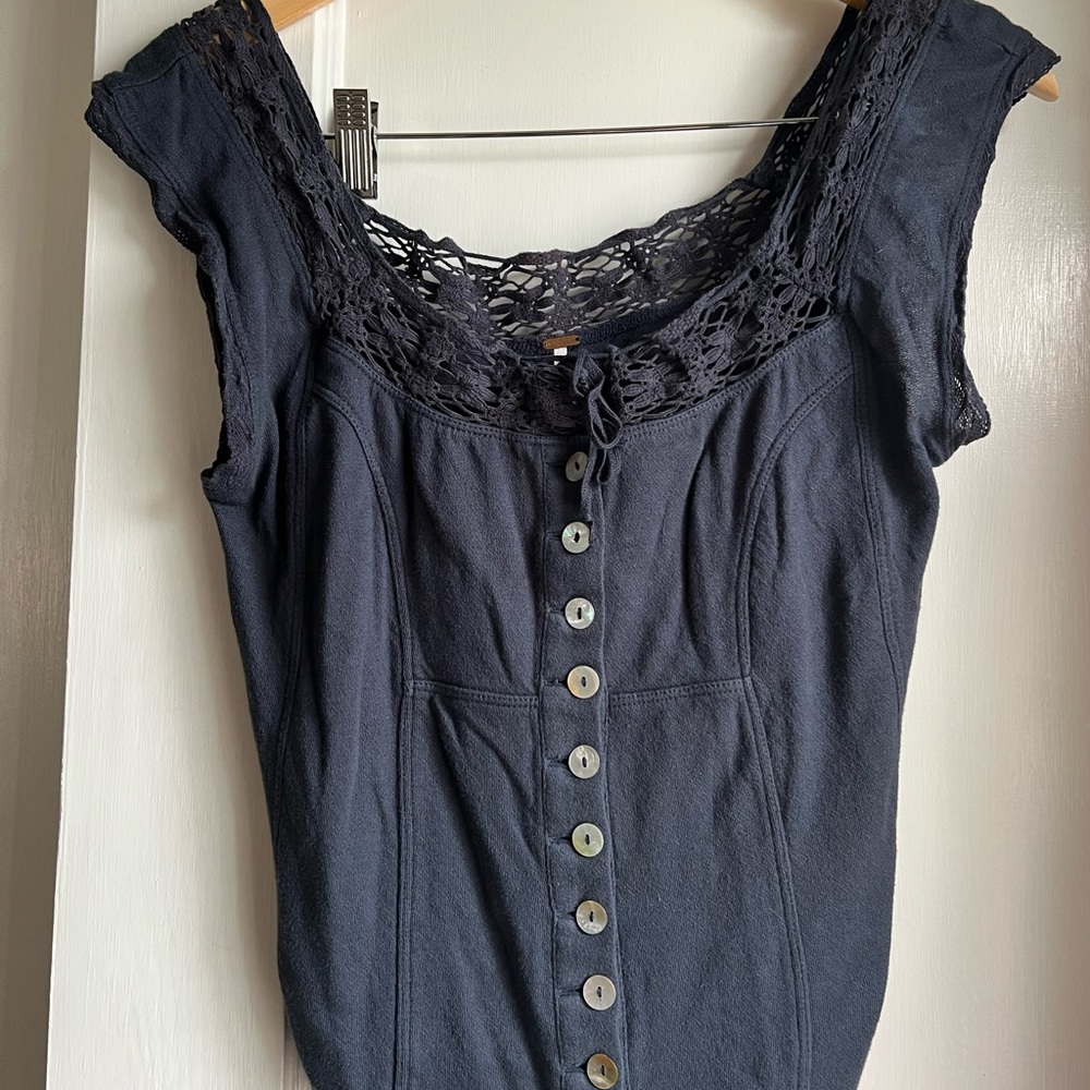 Free People Cotton Corset Top with Lace